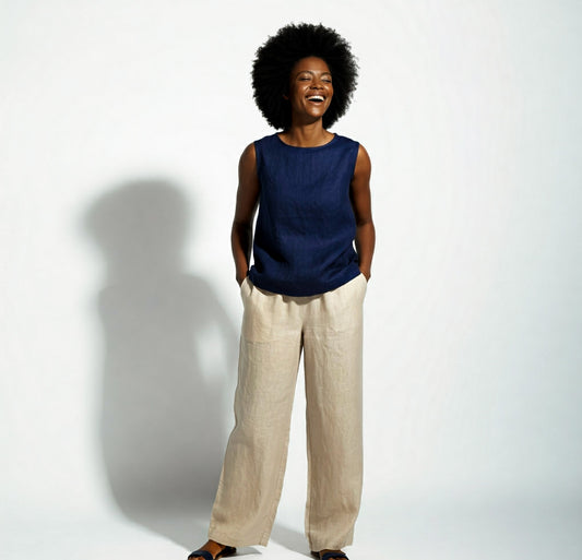 Behold Beige Linen Pants Linen & Cotton blend